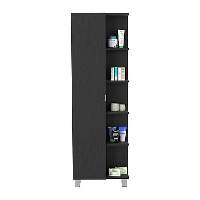 DEPOT E-SHOP Venus Linen Single Door Cabinet, Five External Shelves, Four Interior Shelves