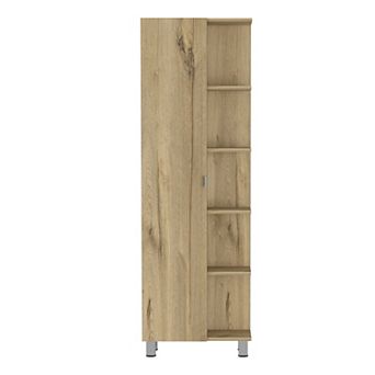 DEPOT E-SHOP Venus Linen Single Door Cabinet, Five External Shelves, Four Interior Shelves