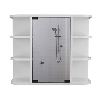 DEPOT E-SHOP Mirrored Medicine Cabinet, Six External Shelves, Three Interior Shelves