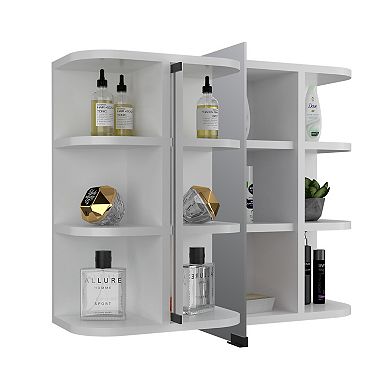 DEPOT E-SHOP Mirrored Medicine Cabinet, Six External Shelves, Three Interior Shelves
