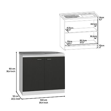 DEPOT E-SHOP Salento Freestanding Sink, Double Door Cabinet, Two Shelves