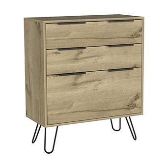 DEPOT E-SHOP Begonia Dresser, Three Drawers, Superior Top, Hairpin Legs, Light Oak
