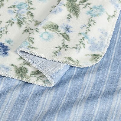 Laura Ashley Zoe Reversible Coco Flannel Throw