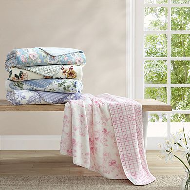 Laura Ashley Zoe Reversible Coco Flannel Throw