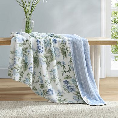 Laura Ashley Zoe Reversible Coco Flannel Throw