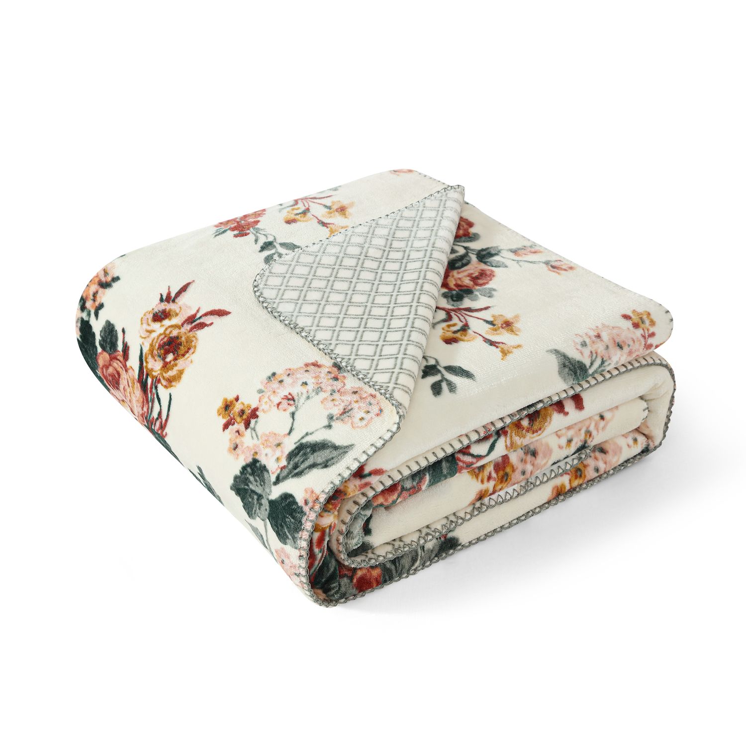 LAURA ASHLEY タオルケット 花柄 リバーシブル 7311644_Rosemore_Tan