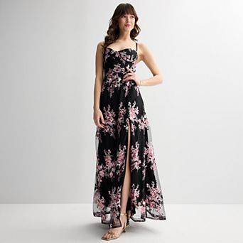 Juniors' Violet Weekend Embroidered Corset Top Gown