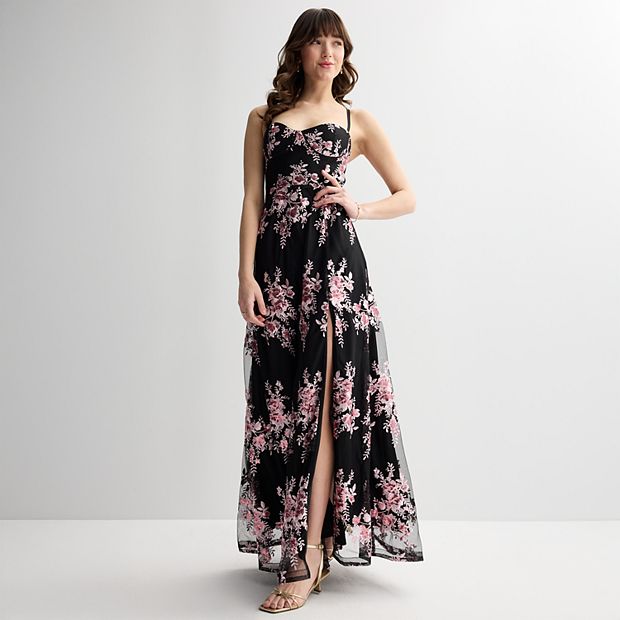 Juniors' Violet Weekend Embroidered Corset Top Gown