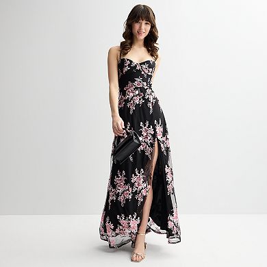 Juniors' Violet Weekend Embroidered Corset Top Gown
