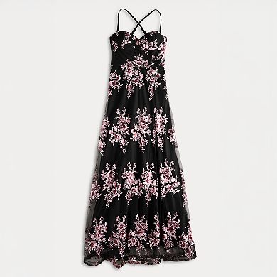 Juniors' Violet Weekend Embroidered Corset Top Gown