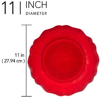 Certified International Red Crackle 4 pc Dinner Plate Set