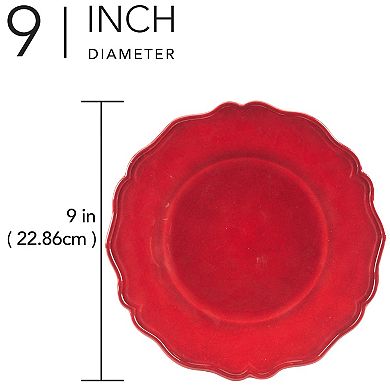 Certified International Red Crackle 4 pc Salad Plate Set
