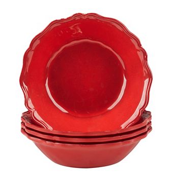 Certified International Red Crackle 4 pc Bowl Set