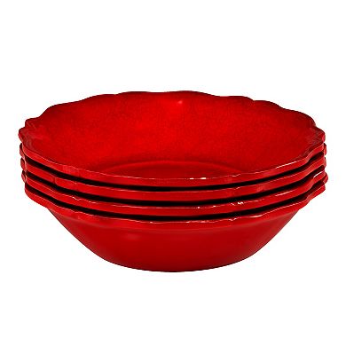 Certified International Red Crackle 4 pc Bowl Set