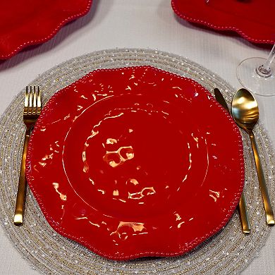 Certified International Perlette Red 4 pc Dinner Plate Set