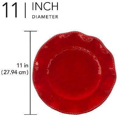 Certified International Perlette Red 4 pc Dinner Plate Set