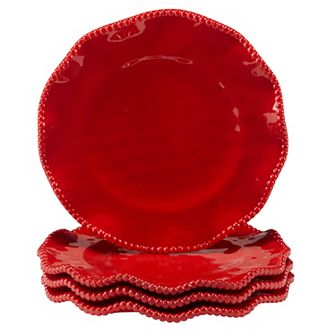 Certified International Perlette Red 4 pc Salad Plate Set