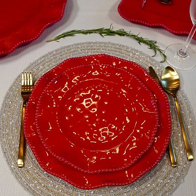 Certified International Perlette Red 4 pc Salad Plate Set