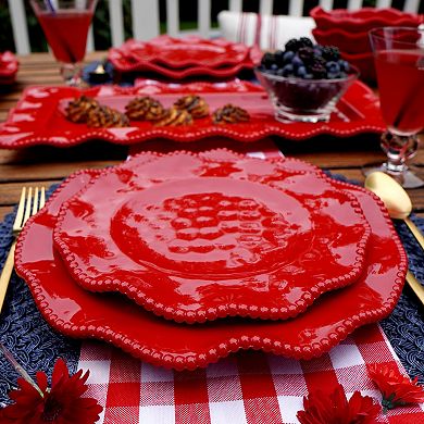 Certified International Perlette Red 4 pc Salad Plate Set