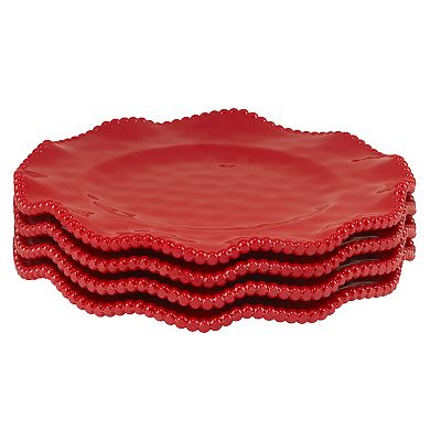 Certified International Perlette Red 4 pc Salad Plate Set