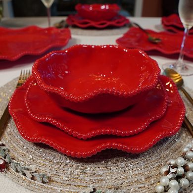 Certified International Perlette Red 4 Bowls Set