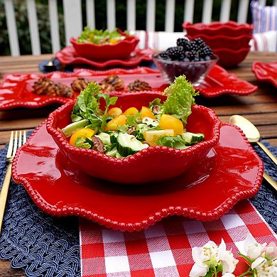 Certified International Perlette Red 4 Bowls Set