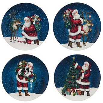 Certified International Santa's Secret 4 Dinner Plates Set