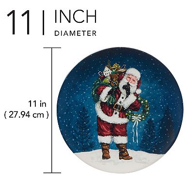 Certified International Santa's Secret 4 Dinner Plates Set