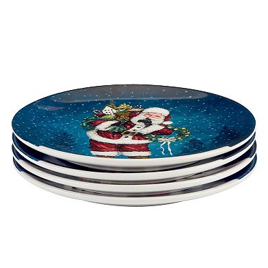 Certified International Santa's Secret 4 Dinner Plates Set
