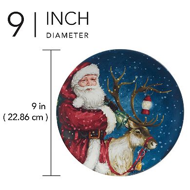 Certified International Santa's Secret 4 Dessert Plates Set