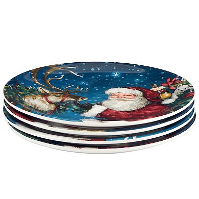 Certified International Santa's Secret 4 Dessert Plates Set
