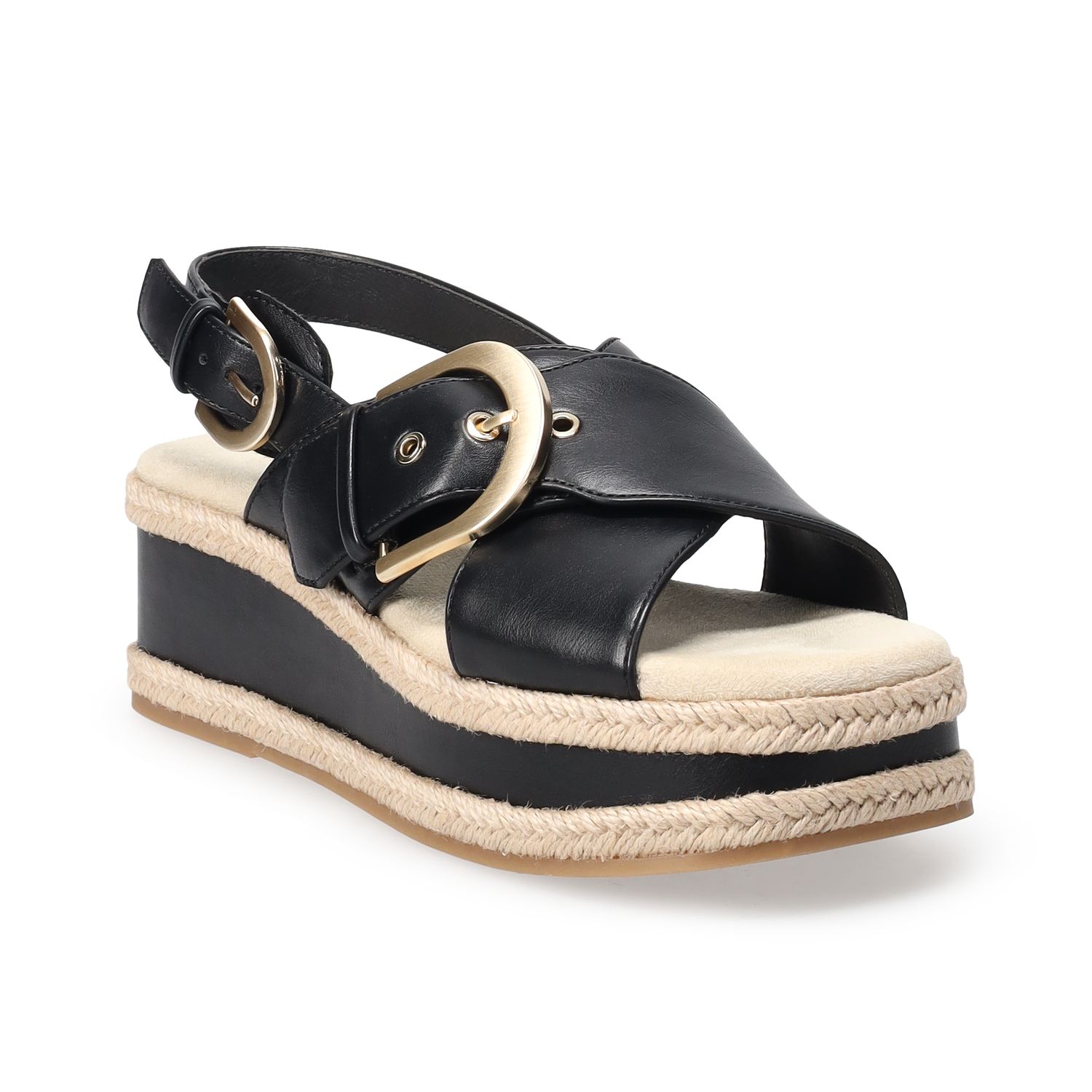 Sonoma Goods For Life® Cianna Buckle Women's Flatform Sandals - Black (9)