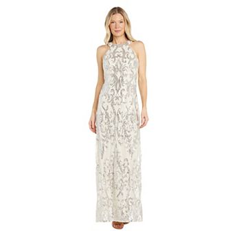 Women's R&M Richards All Over Sequin Halter Neck Gown