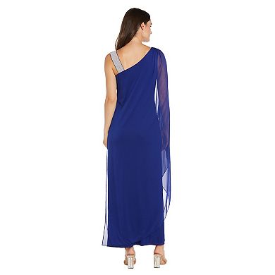 Women's R&M Richards Rhinestone One Shoulder Jersey Maxi Dress