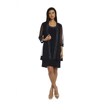 Women's R&M Richards 2 pc Panel Jacket & Dress Set