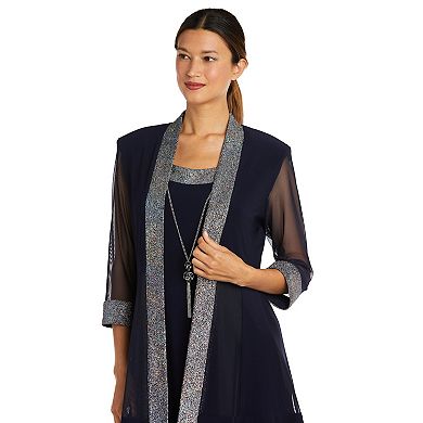 Women's R&M Richards 3-pc. Foil Texture Knit Jacket, Dress & Necklace Set