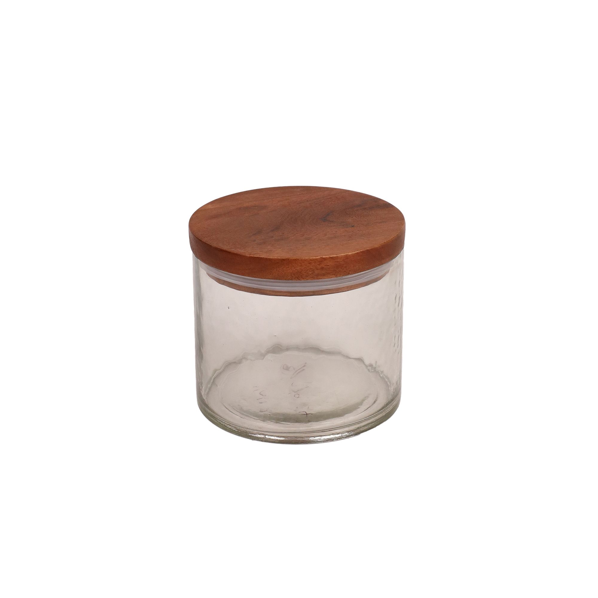 Mingle & Co. 6.5-in. Glass Canister with Wood Lid, Clear