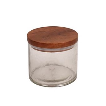 Mingle & Co. 6.5 in Glass Canister with Wood Lid
