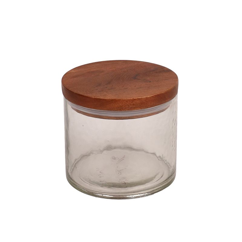 Mingle & Co. 6.5-in. Glass Canister with Wood Lid, Clear