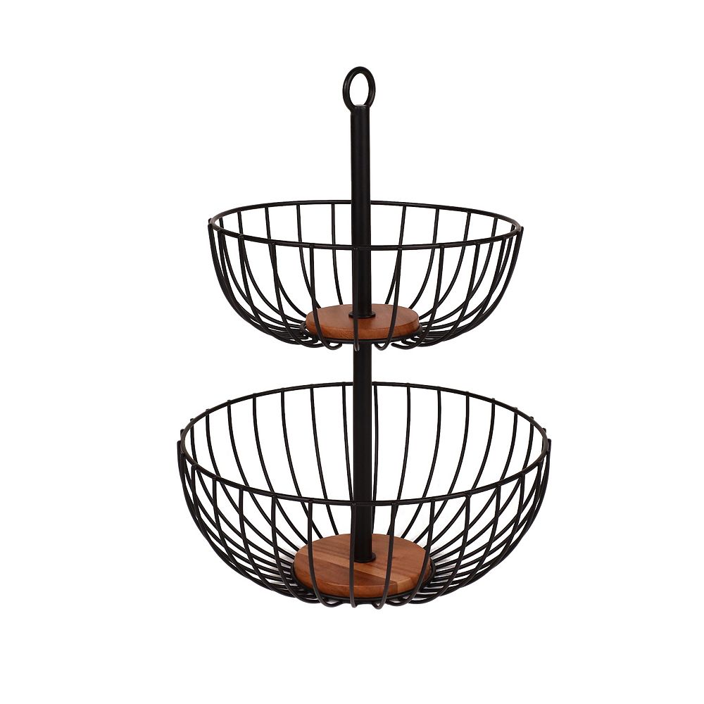 Mingle & Co. Wood & Wire 2-Tiered Bowl