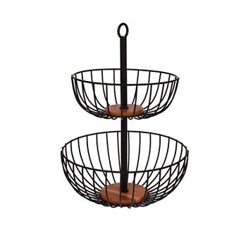 Mingle & Co. Wood & Wire 2 tier d Bowl