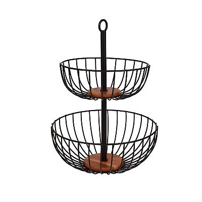 Mingle & Co. Wood & Wire 2-Tiered Bowl