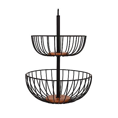Mingle & Co. Wood & Wire 2-Tiered Bowl