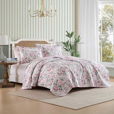 Laura Ashley Olivette Pink Floral Quilt & Sham Set