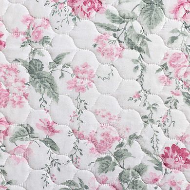 Laura Ashley Olivette Pink Floral Quilt & Sham Set