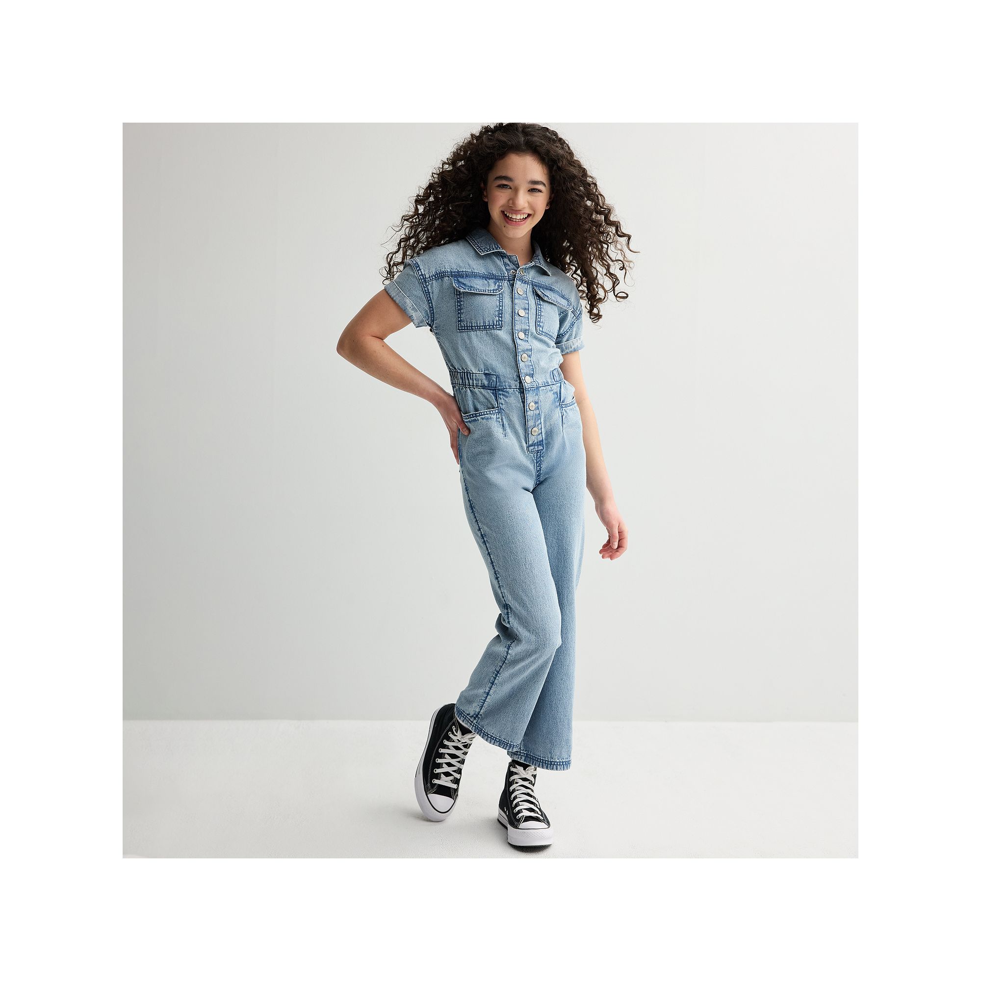Girls 7-16 Limited Too Denim Jumpsuit, Girls, Size: Small, Light Blue