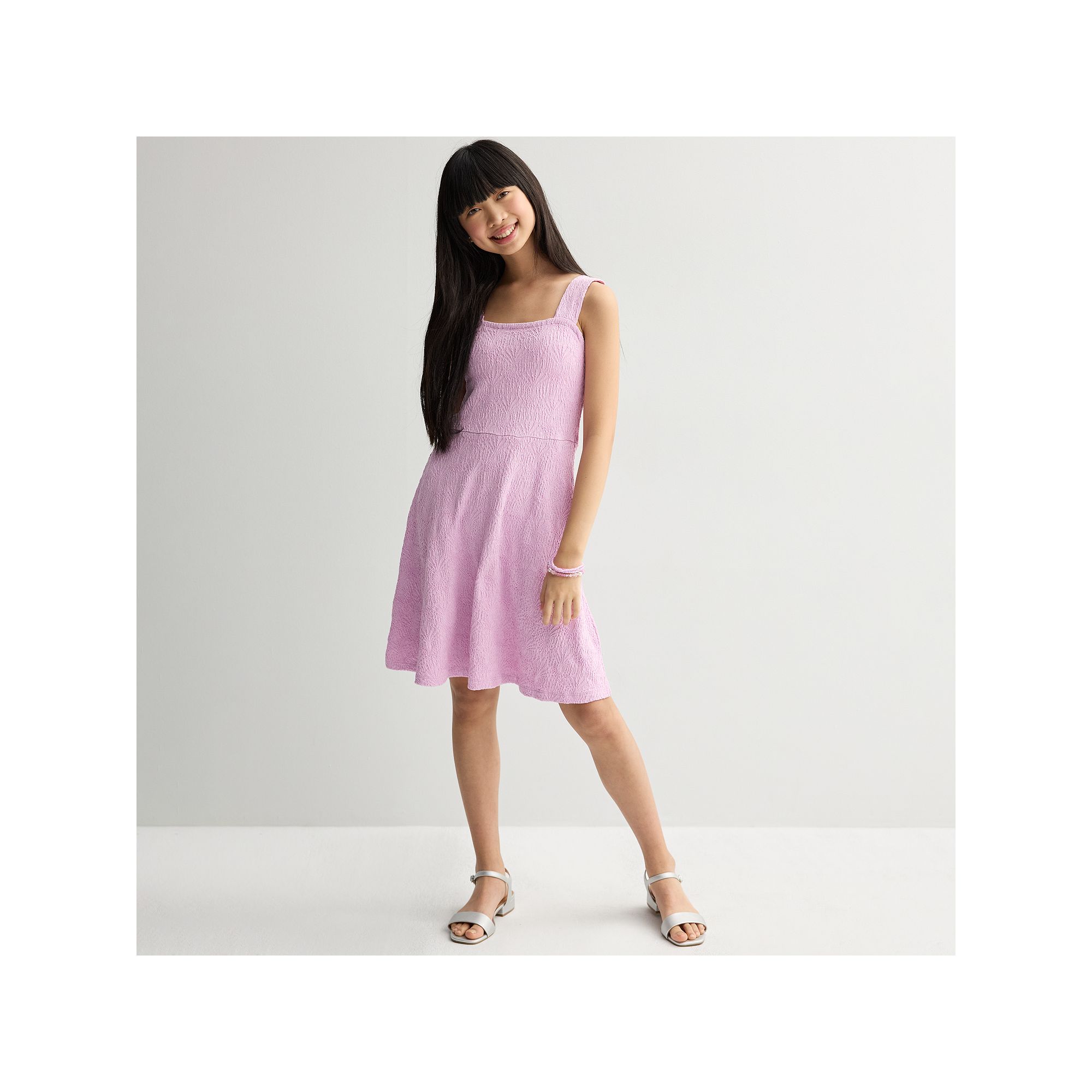 Girls 7-16 Limited Too Squareneck Skater Dress, Girls, Size: Small, Pink