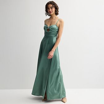 Juniors' Jump Apparel Cut Out Embellished A-Line Gown