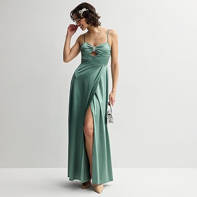 Juniors' Jump Apparel Cut Out Embellished A-Line Gown