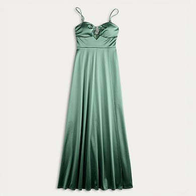 Juniors' Jump Apparel Cut Out Embellished A-Line Gown